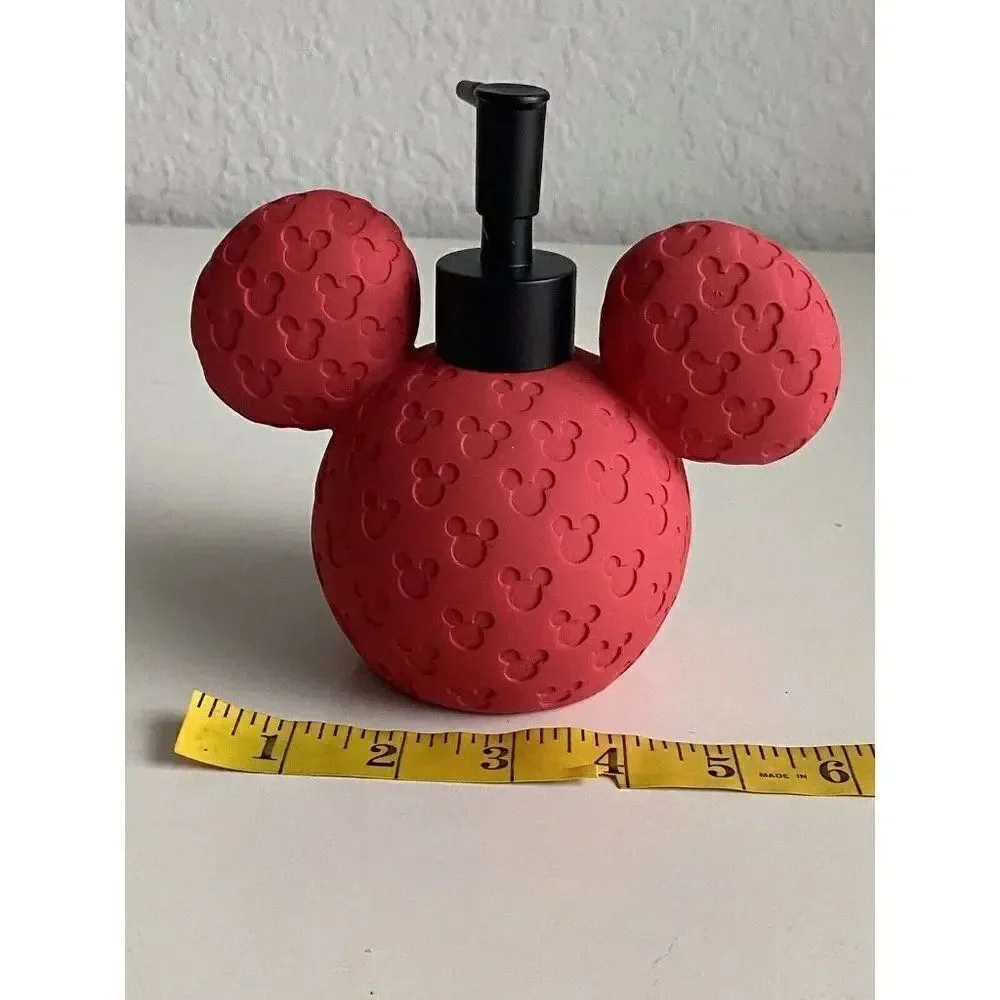 DISNEY Mickey MOUSE Ears Red 3D SOAP Lotion DISPENSER With‎ PUMP Textured NEW